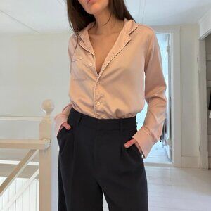 Abercrombie & Fitch Satin Button Down Sleepwear Shirt Pink Size S